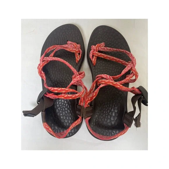 Chaco Z/Cloud 2 Sandals Womens 9 Brown Pink Orange Good Strappy Toe Loop Sporty - Picture 4 of 7